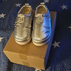 UGG Metallic Silver Cozy Slip-On Slippers
